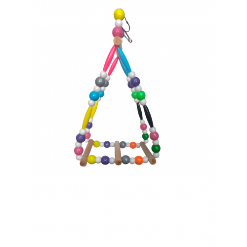 Ahşap Boncuklu Üçgen Kuş Salıncağı