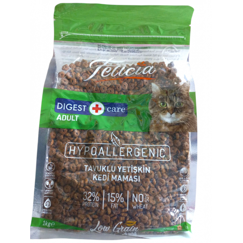 Felicia 1 Kg Tavuklu Az Tahıllı Yetişkin Kedi Maması Hypoallergenic Kedi Maması
