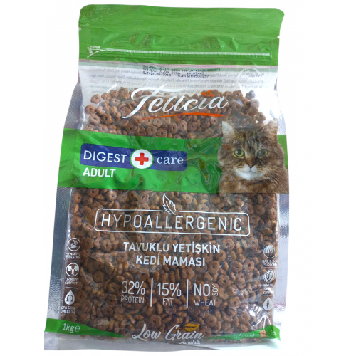 Felicia 1 Kg Tavuklu Az Tahıllı Yetişkin Kedi Maması Hypoallergenic Kedi Maması