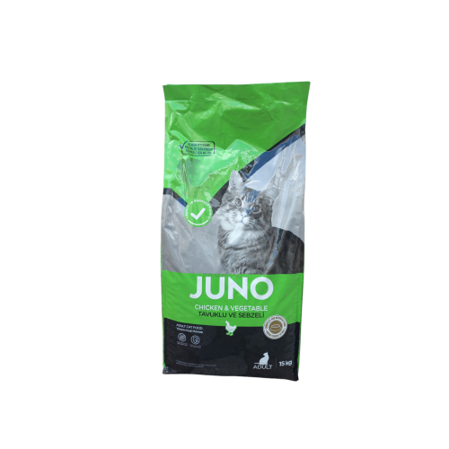 Juno Tavuklu Ve Sebzeli Yetişkin Kedi Maması 15Kg.