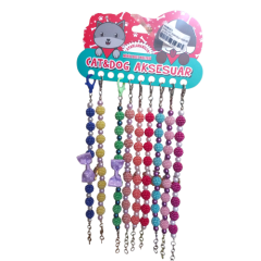 Kedi Köpek Kolyesi Boncuklu Ve Papyonlu