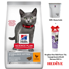 Hill’s Science Plan Sterilised Kitten Chicken 1.5 kg + Beaphar Duo Malt Paste ve Hill’s Mama Kabı Hediye