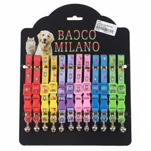 Badco Milano Desenli Çıngıraklı Kedi Boyun Tasması – Karışık Renkler