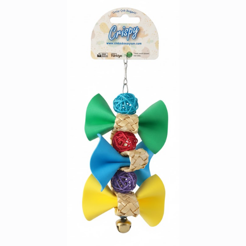 Crispy Kuş Oyuncağı – Renkli Doğal Malzemeli Çıngıraklı Kuş Oyuncağı