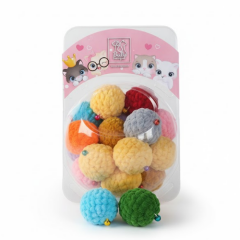 Baby Cat Club Renkli Peluş Top Kedi Oyuncağı – Çıngıraklı ADETLİ li Set