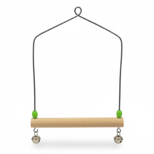 Büyük Papağan Salıncağı – Ahşap ve Metal Askılı Çıngıraklı Kuş Oyuncağı