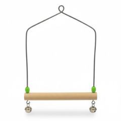 Büyük Papağan Salıncağı – Ahşap ve Metal Askılı Çıngıraklı Kuş Oyuncağı