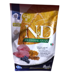 N&D prime Düşük Tahıllı Kuzu Etli Yaban Mersinli Mini Yetişkin Köpek Maması 2,5kg