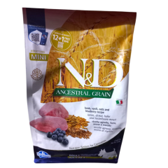 N&D prime Düşük Tahıllı Kuzu Etli Yaban Mersinli Mini Yetişkin Köpek Maması 2,5kg