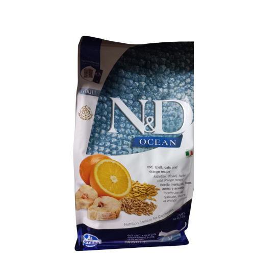 N&D prime Ocean Düşük Tahıllı Morina Balıklı Portakallı Yetişkin Kedi Maması 1,5kg.