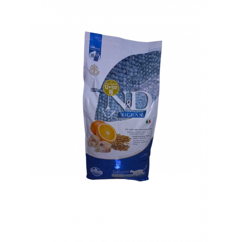 N&D prime Ocean Düşük Tahıllı Morina Balıklı Ve Portakallı Yetişkin Kedi Maması 10 Kg