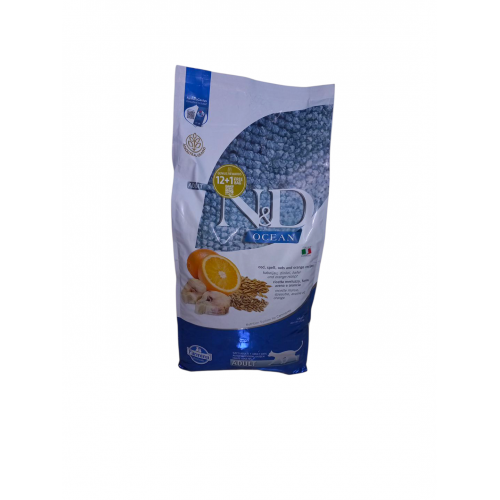 N&D prime Ocean Düşük Tahıllı Morina Balıklı Ve Portakallı Yetişkin Kedi Maması 10 Kg