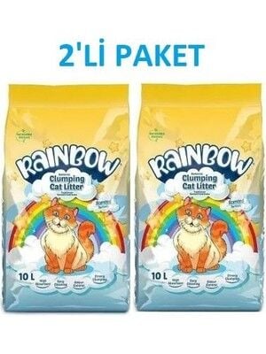 Rainbow Parfümlü Karbonlu Kedi Kumu İnce Taneli 10Lt( 2ADET)