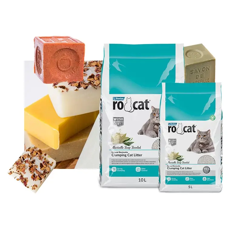 RoCat Marsilya Sabunu Kokulu Beyaz Bentonit Kedi Kumu 15L