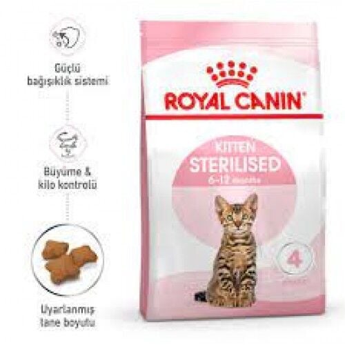 Royal Canin Kitten Sterilised Kısırlaştırılmış Yavru Kedi Maması 2 Kg  (Steril Yaş Mama Hediyeli)