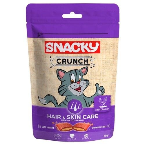 Snacky Crunch Deri Ve Tüy Bakımı Tavuklu Kedi Ödülü 60 Gr