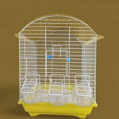 Üç Yemlikli Renkli Tabanlı  Kuş Kafesi  Izgaralı Çekmeceli