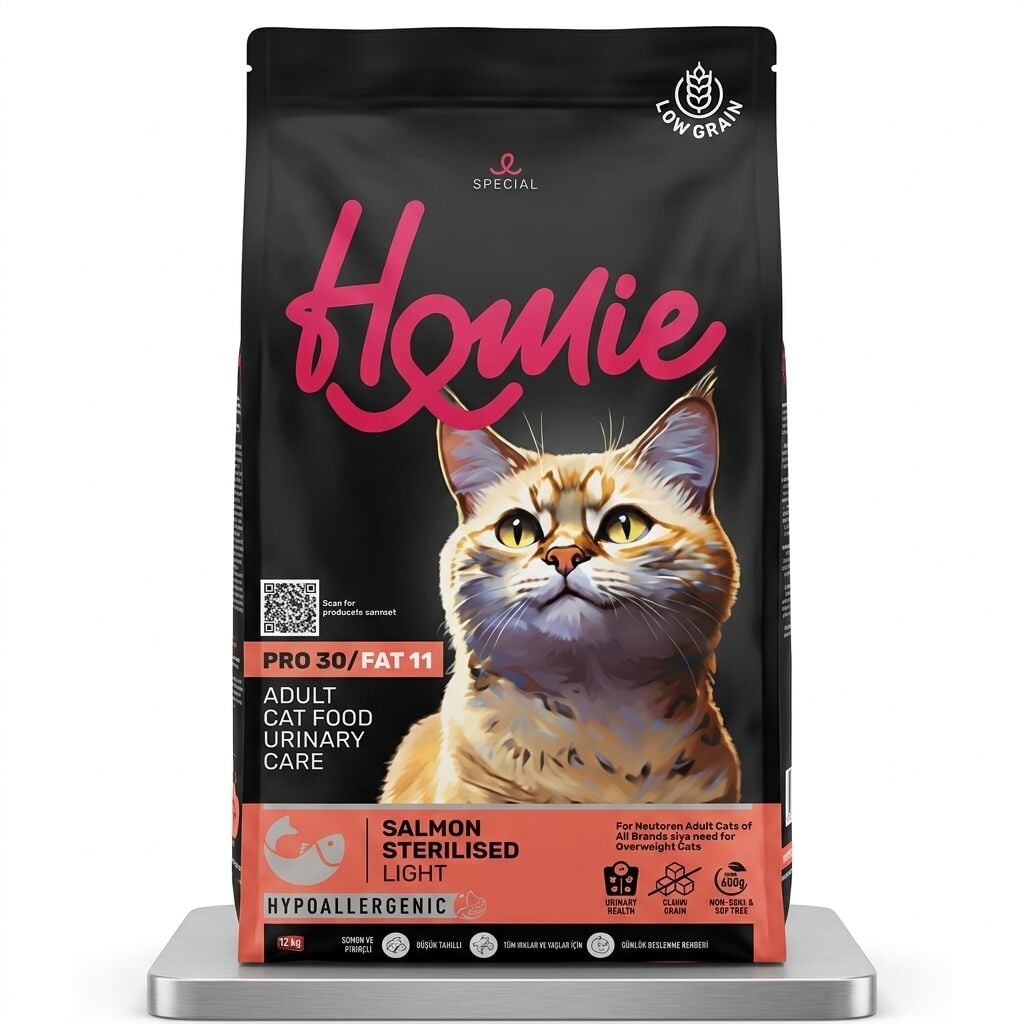 Homie Düşük Tahıllı Somonlu Kısırlaştırılmış Yetişkin Kedi Maması 12kg