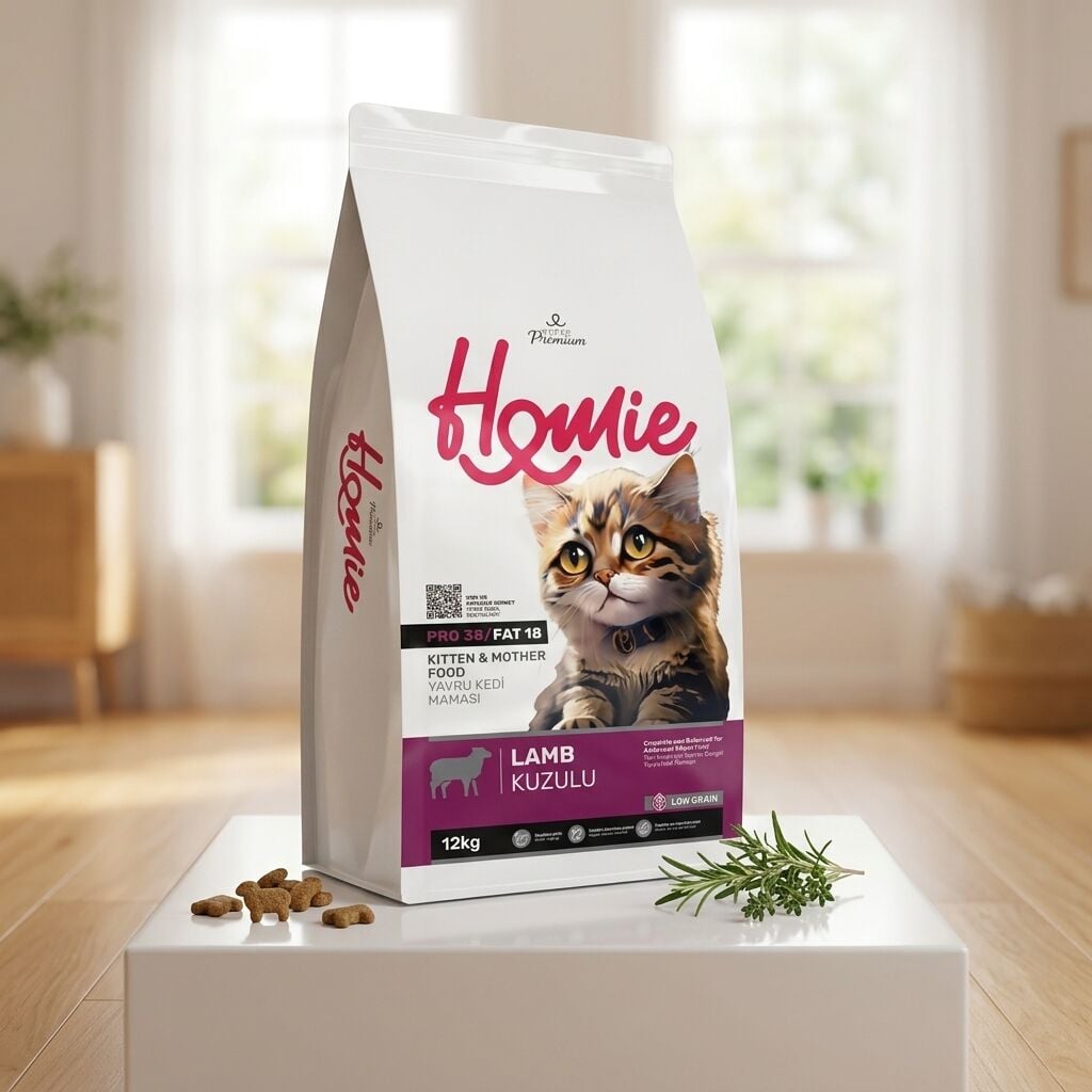 Homie Super Premium Kuzu Etli Anne ve Yavru Kedi Maması 12 kg