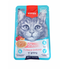 Wanpy Stew Pouch Ton Balık Karidesli Yaş Kedi Maması 70G