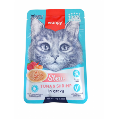 Wanpy Stew Pouch Ton Balık Karidesli Yaş Kedi Maması 70G