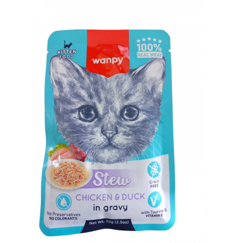 Wanpy Stew Sos İçinde Tavuk Ve Ördekli Yavru Kedi Konservesi 70Gr