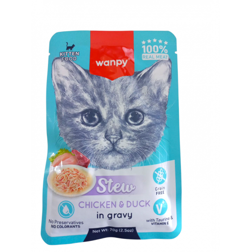 Wanpy Stew Sos İçinde Tavuk Ve Ördekli Yavru Kedi Çorbası 70Gr