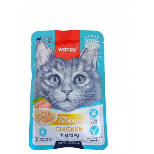 Wanpy Stew Sos İçinde Tavuklu Yetişkin Kedi Konservesi 70Gr.