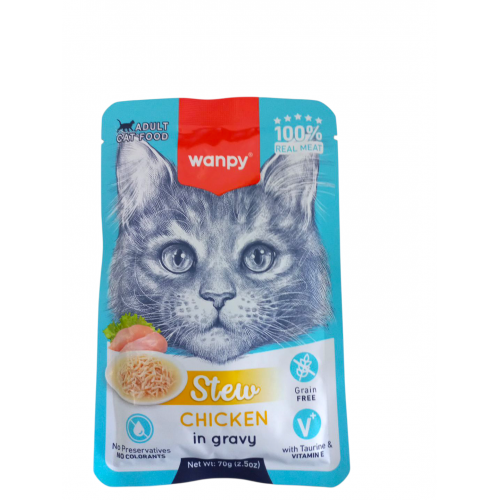 Wanpy Stew Sos İçinde Tavuklu Yetişkin Kedi Konservesi 70Gr.