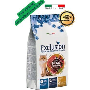 Exclusion Monoprotein Sığır Etli ve Narlı Düşük Tahıllı Kısırlaştırılmış Kedi Maması 12 kg