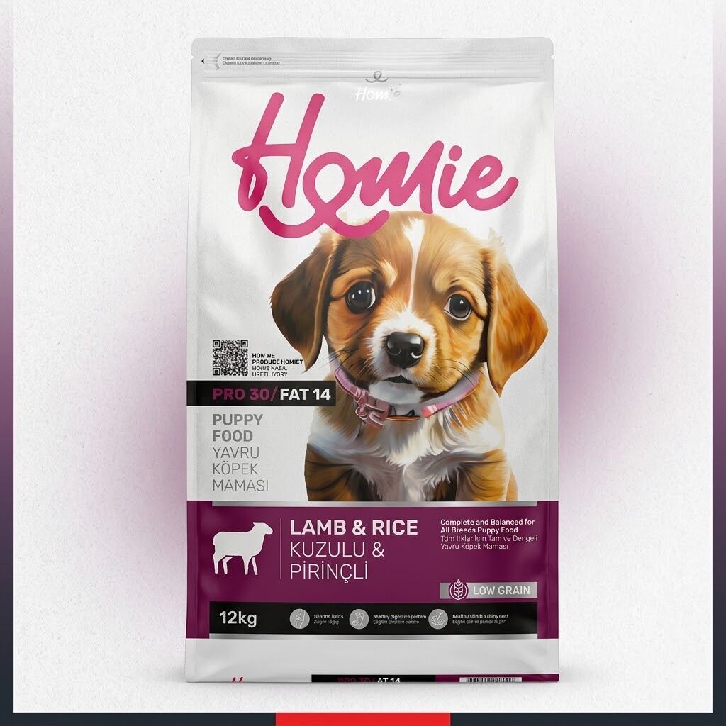 Homie Düşük Tahıllı Kuzu Etli 12 kg Yavru Köpek Maması