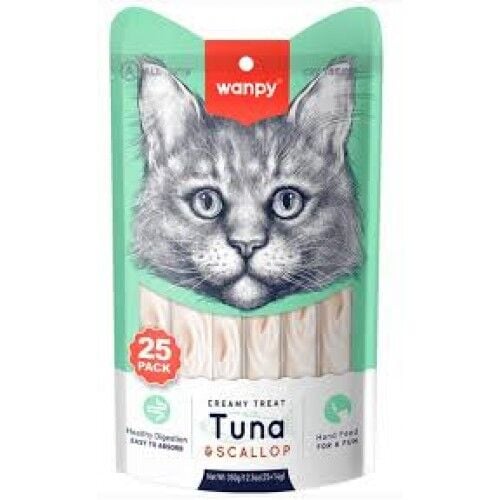 Wanpy Ton Balıklı Ve Deniz Taraklı Sıvı Kedi Ödülü 14 Gr 25 Adet
