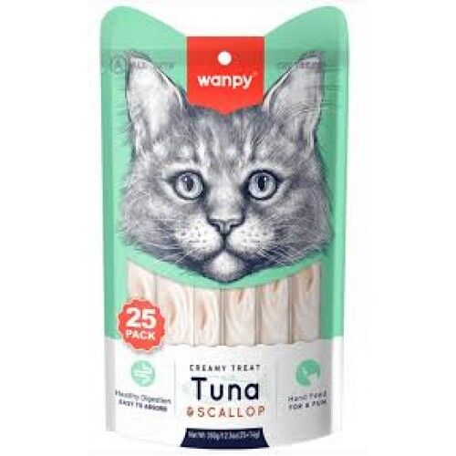 Wanpy Ton Balıklı Ve Deniz Taraklı Sıvı Kedi Ödülü 14 Gr 25 Adet