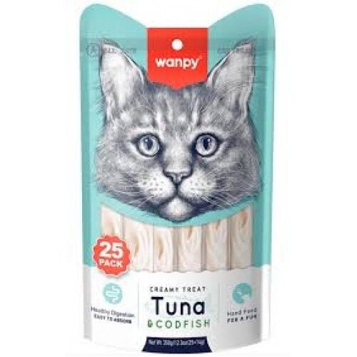 Wanpy Ton Ve Morina Balıklı Sıvı Kedi Ödül Maması 25X14Gr