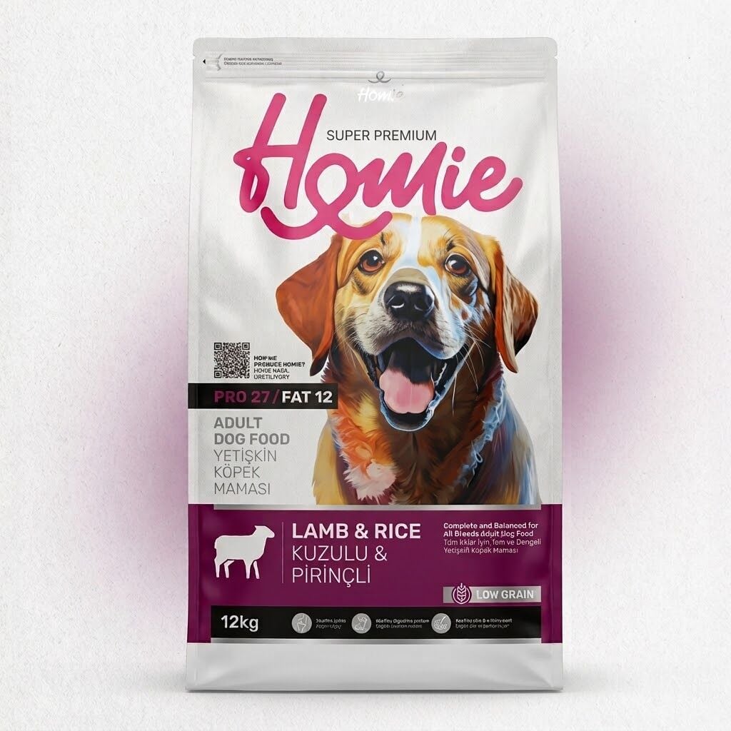 Homei düşük tahıllı piremum kuzu etli yetişkin köpek maması 12kg