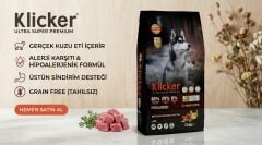 Klicker HypoAllergenic Glutensiz Tahılsız Kuzu Etli Yetişkin Köpek Maması 2,5KG