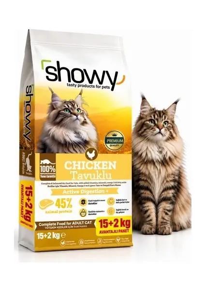 Showy Tavuklu Yetişkin Kedi Kuru Maması 15+2 kg
