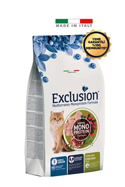 Exclusion Monoprotein Tavuklu Narlı Düşük Tahıllı Kısırlaştırılmış  Kedi Maması 1,5KG