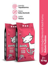 Sandy bebek pudralı bentonit kedi kumu 2li paket 10x2 20kg