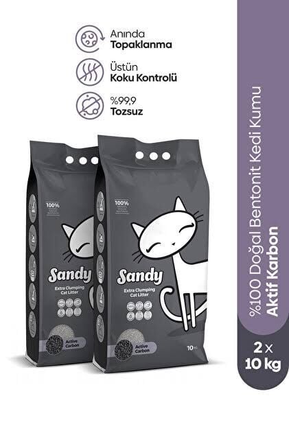 SANDY BENTONİT ACTIV CARBONLU KEDİ KUMU 2Lİ 2X10 20 KG